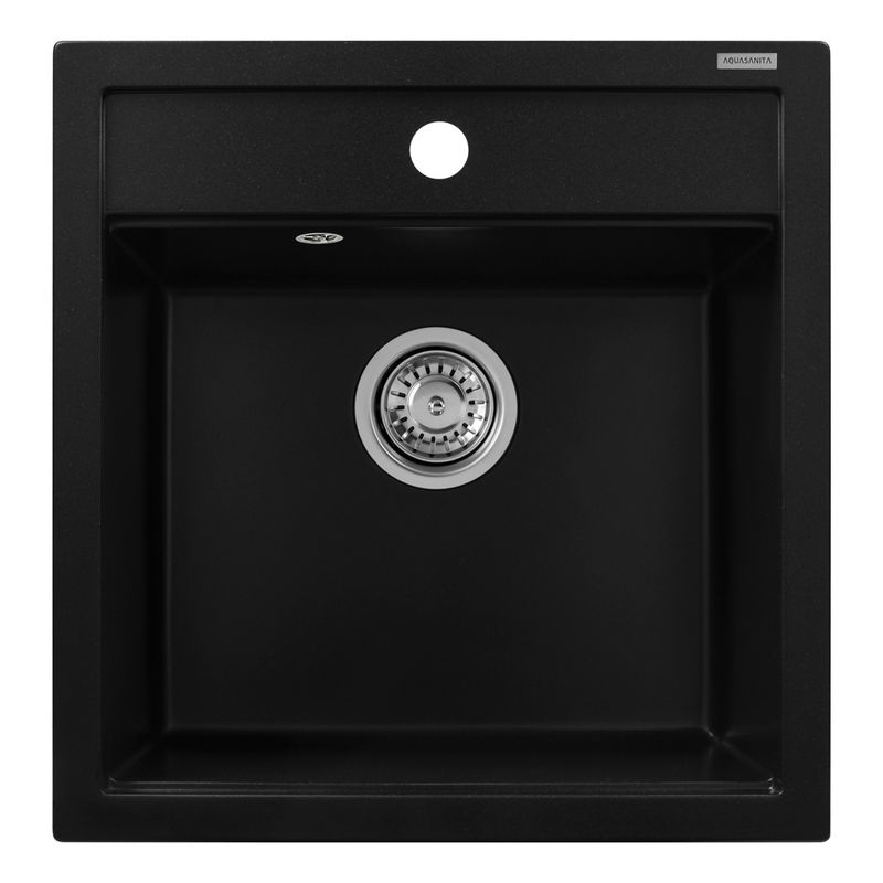 Кухонная мойка из искусственного камня AquaSanita Tesa SQT 100 601 W black metallic