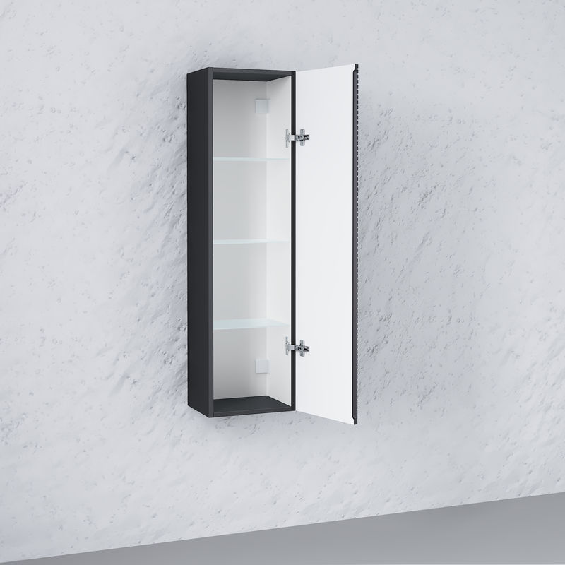 Шкаф-пенал для ванной Jorno Stone 120 подвесной / Stn.04.120/P/A/JR антрацит