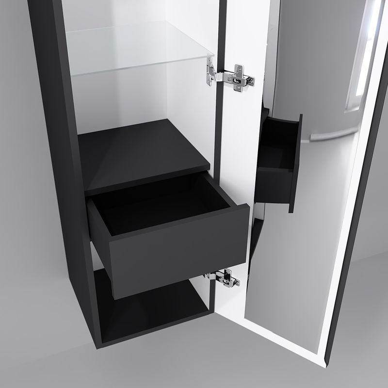 Шкаф-пенал для ванной Jorno Strong подвесной / Str.04.130/P/A антрацит