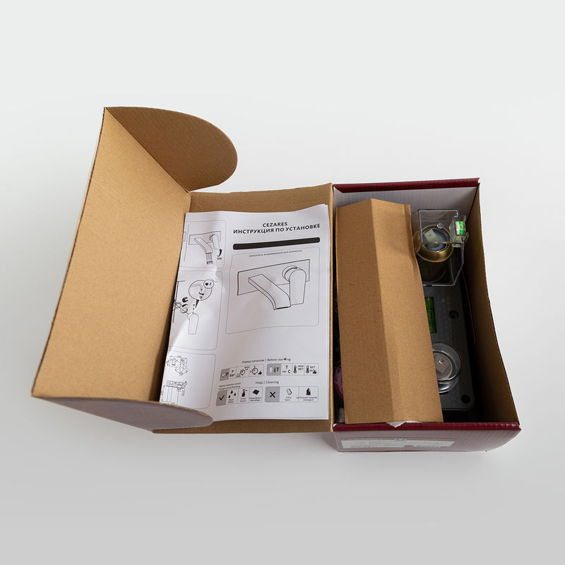 Смеситель скрытого монтажа для раковины Cezares STYLUS-BLI1-BORO-W0 с внутренней частью без донного клапана (брашированное золото)