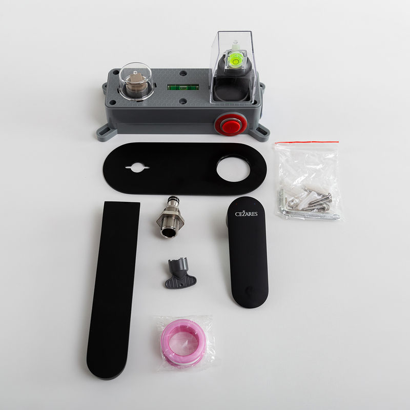 Смеситель скрытого монтажа для раковины Cezares STYLUS-BLI1-NOP-W0 с внутренней частью без донного клапана (черный матовый)