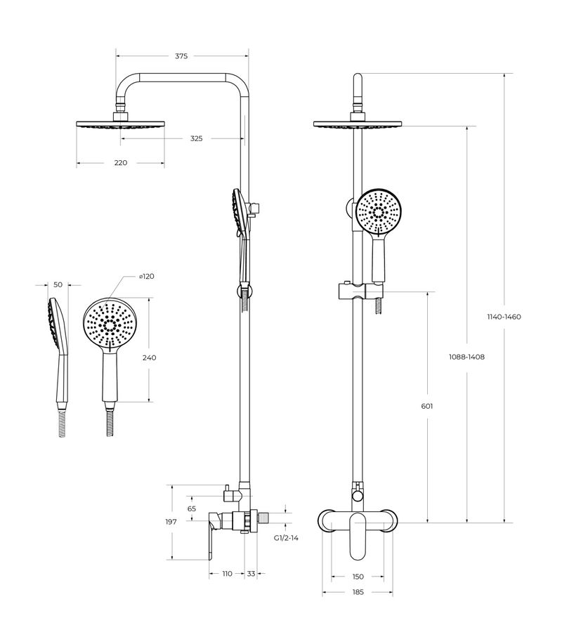 STYLUS-CD-IN Душевая стойка со смесителем, сатин