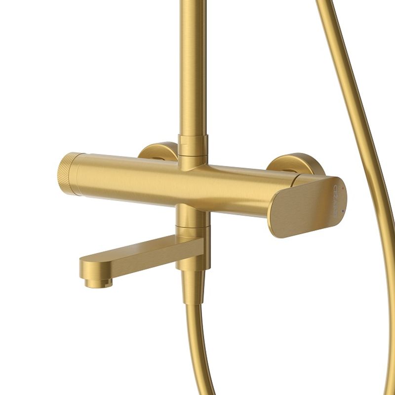 Душевая система Cezares STYLUS-CVD-BORO с изливом (брашированное золото)