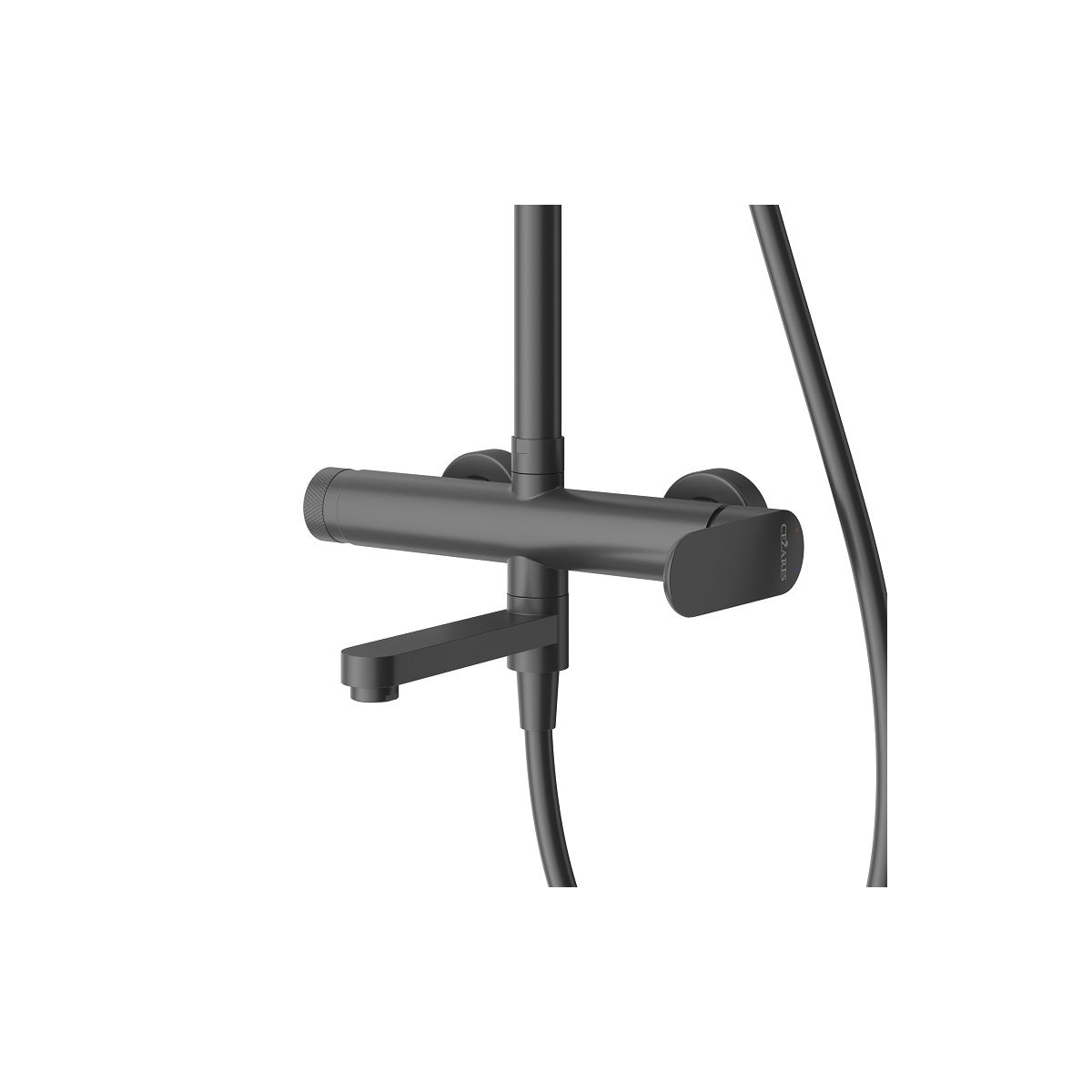 STYLUS-CVD-NOP Душевая стойка со смесителем и изливом, черный матовый