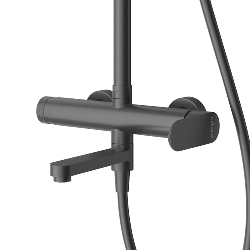 STYLUS-CVD-NOP Душевая стойка со смесителем и изливом, черный матовый