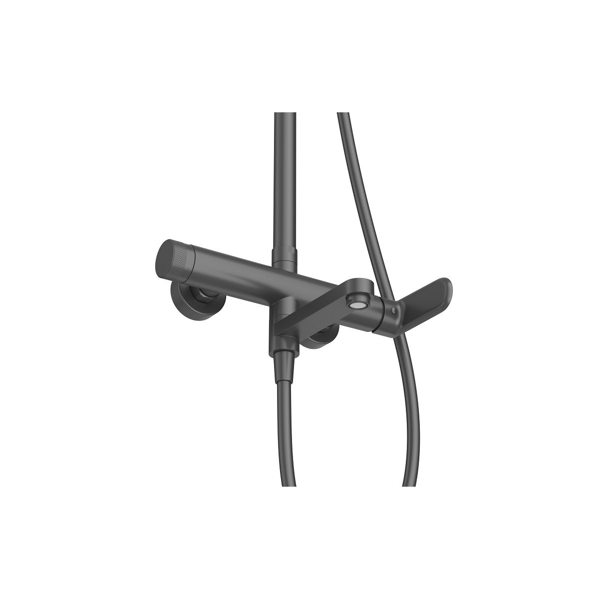 STYLUS-CVD-NOP Душевая стойка со смесителем и изливом, черный матовый