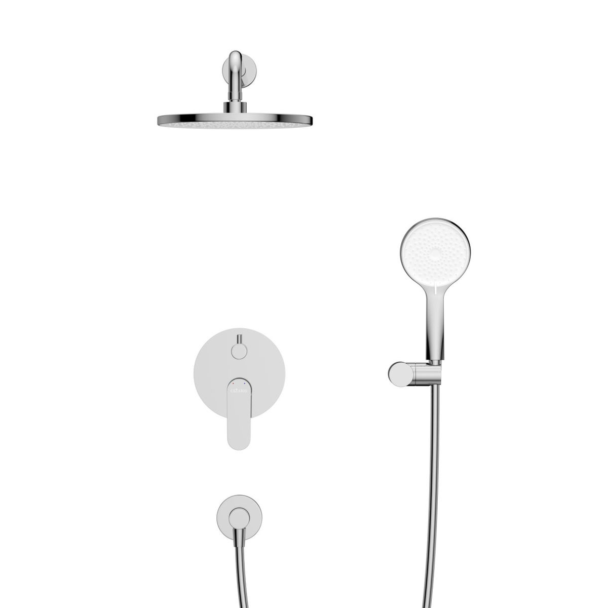STYLUS-DSET-01 Душевой комплект встраиваемый (смеситель встраиваемый, верхний душ, ручной душ со шлангом, штуцер с держателем), хром