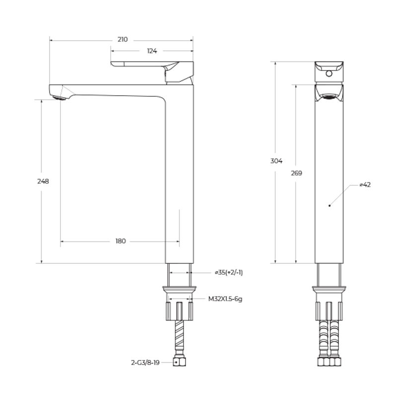 STYLUS-LC-BORO-W0 Смеситель для накладной раковины однорычажный, без донного клапана, брашированное золото