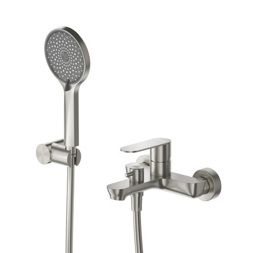 Смеситель для ванны Cezares STYLUS-VD-IN однорычажный в комплекте с ручным душем, шлангом и держателем (сатин)