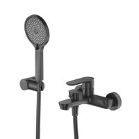 Смеситель для ванны Cezares STYLUS-VD-NOP однорычажный в комплекте с ручным душем, шлангом и держателем (черный матовый) — 1