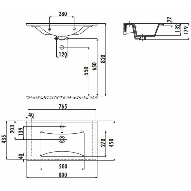 Раковина Creavit Su 80х45 см / SU080-00CB00E-0000 белый