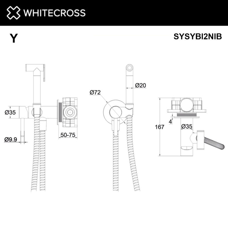 Система для биде скрытого монтажа WHITECROSS Y SYSYBI2CPB (брашированная медь)