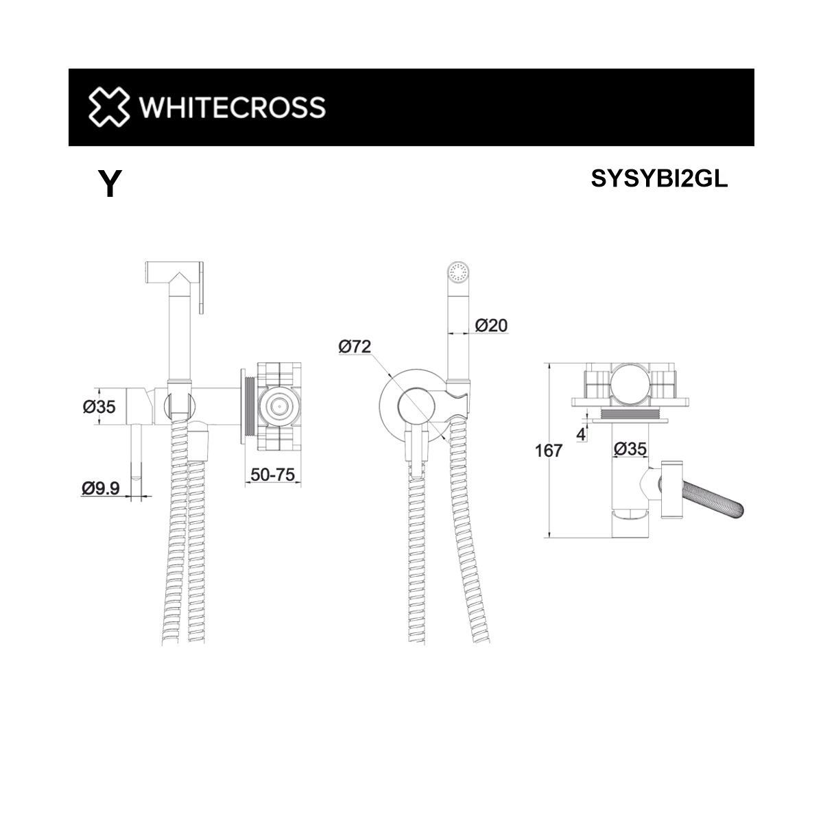 Система для биде скрытого монтажа WHITECROSS Y SYSYBI2GL (золото)