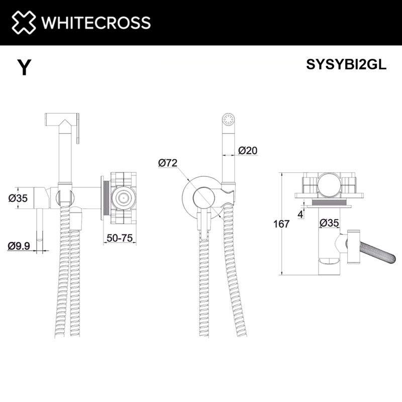 Встраиваемый гигиенический душ WHITECROSS Y SYSYBI2GL (золото)