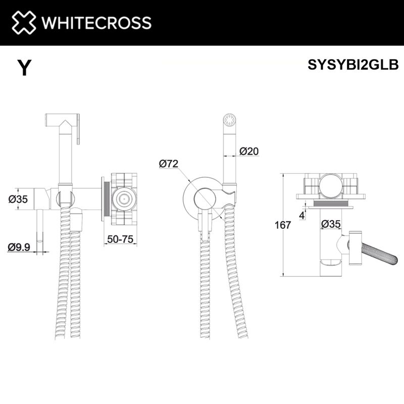 Система для биде скрытого монтажа WHITECROSS Y SYSYBI2GLB (брашированное золото)