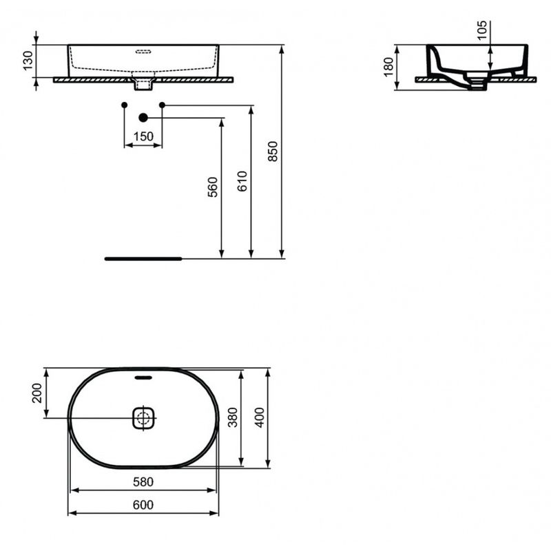 Раковина Ideal Standard Strada II Oval Vessel 60 см / T360401
