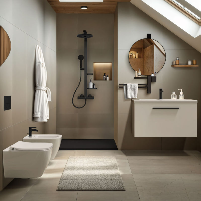 Подвесной унитаз Ideal Standard i.life S 48 см с технологией RimLS с тонким сиденьем Soft-close / T459201+T532801