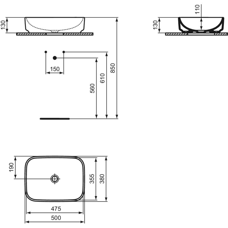 Раковина Ideal Standard i.life B T572901 прямоугольная белая