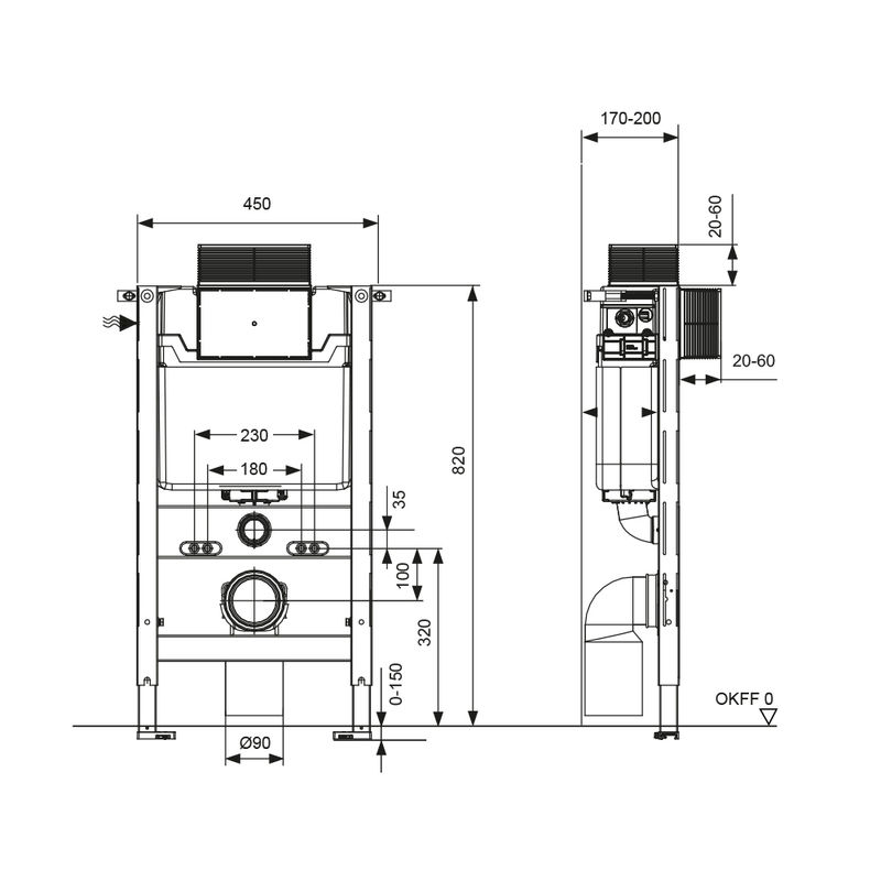 Инсталляция для унитаза TECE spring profil S300380 820 мм