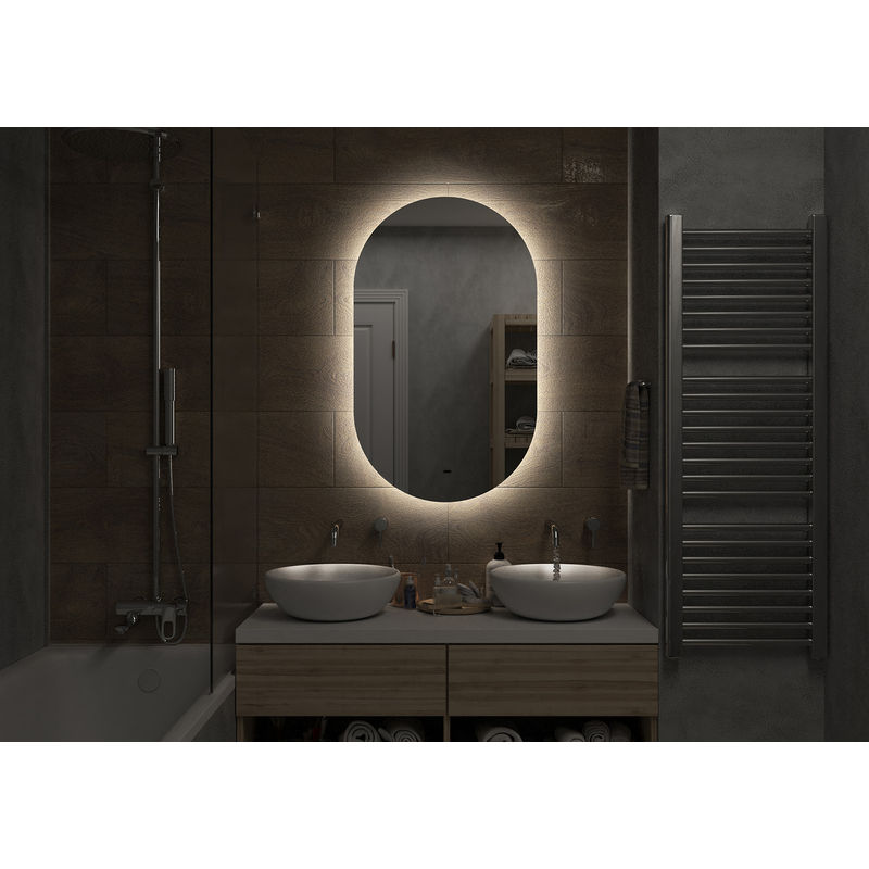 Зеркало Misty Титавин 600х1000 Led холодная подсветка ореол с подогревом