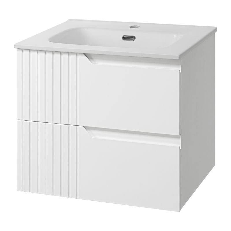 Тумба под раковину Brevita Tivolli 60 подвесная с 2 ящ. / Tiv-09060-0102Я белая матовая эмаль