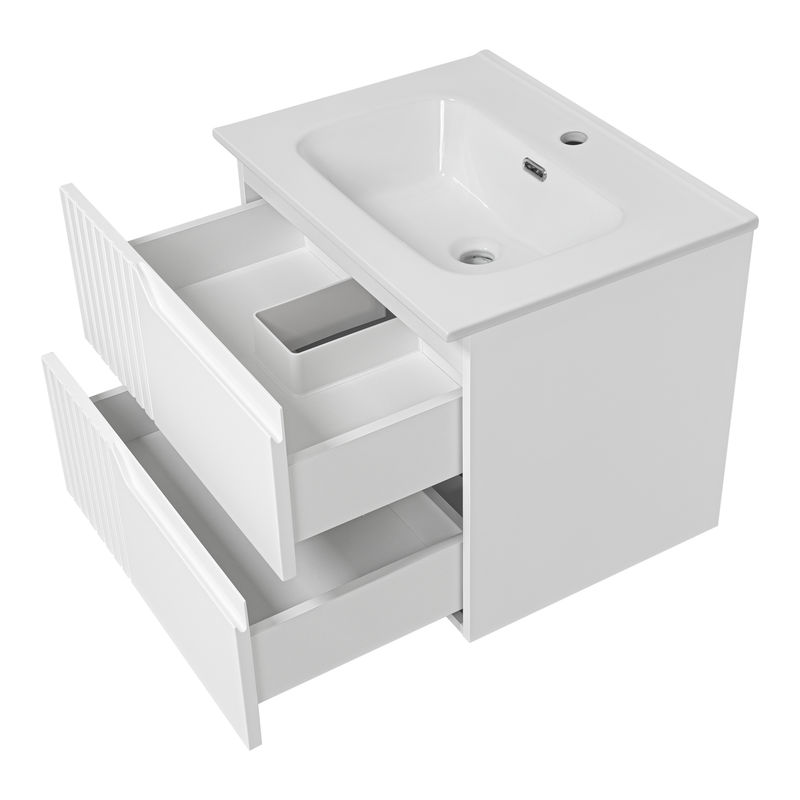 Тумба под раковину Brevita Tivolli 60 подвесная с 2 ящ. / Tiv-09060-0102Я белая матовая эмаль