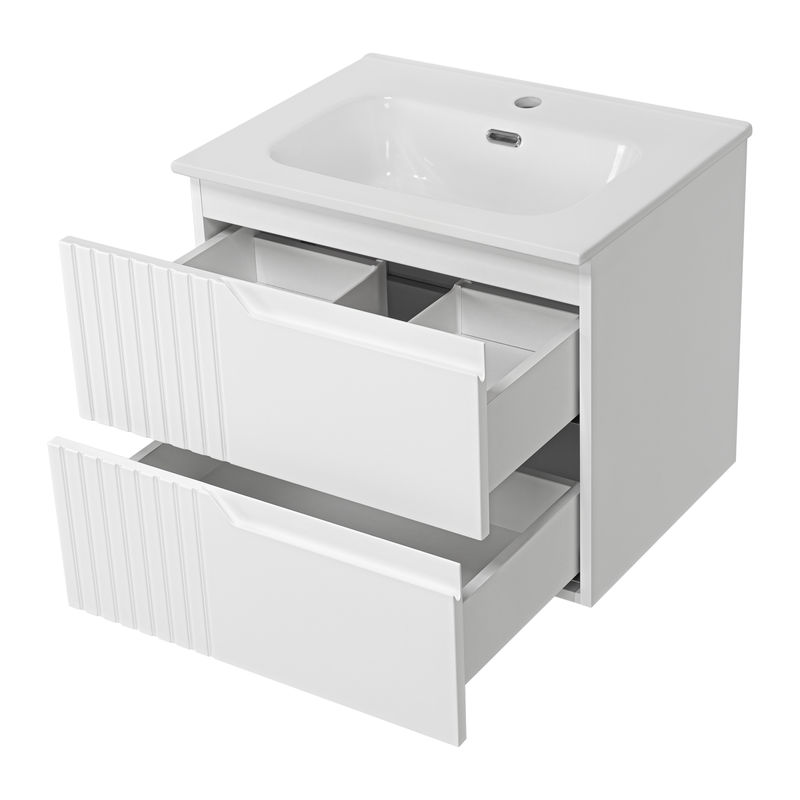 Тумба под раковину Brevita Tivolli 60 подвесная с 2 ящ. / Tiv-09060-0102Я белая матовая эмаль