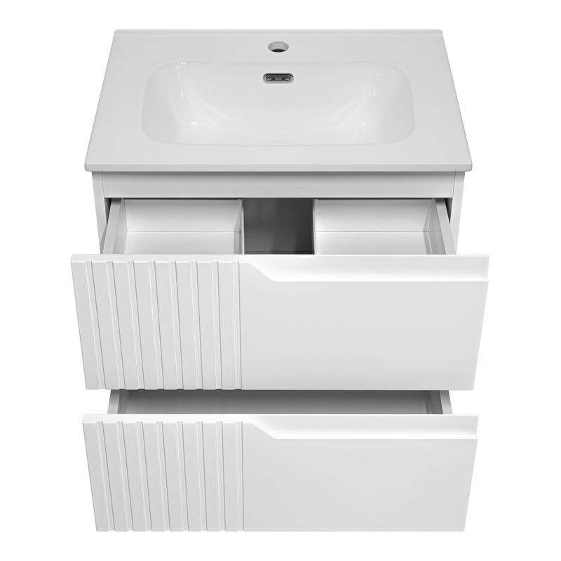 Тумба под раковину Brevita Tivolli 60 подвесная с 2 ящ. / Tiv-09060-0102Я белая матовая эмаль
