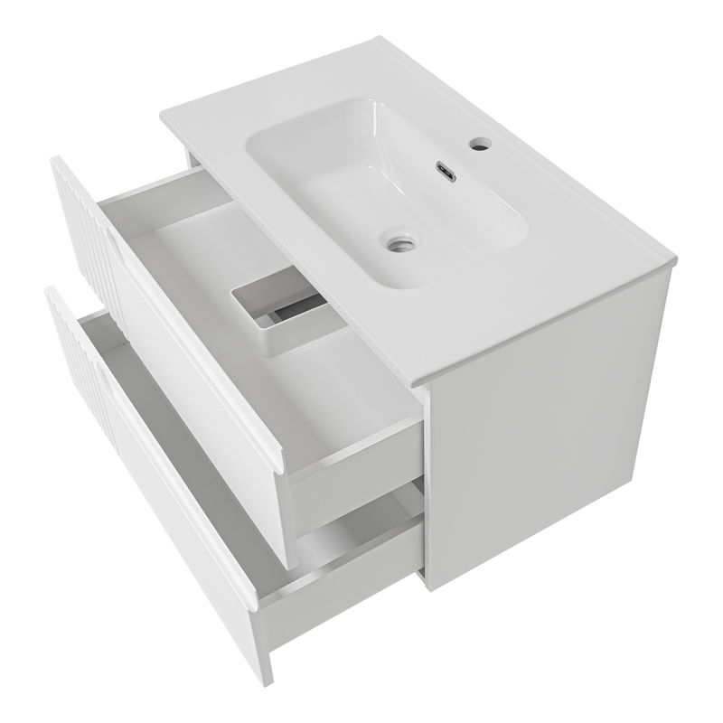 Тумба под раковину Brevita Tivolli 80 подвесная с 2 ящ. / Tiv-09080-0102Я белая матовая эмаль