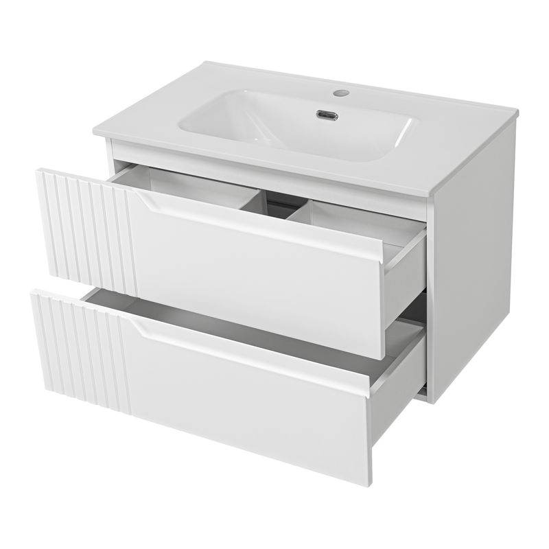 Тумба под раковину Brevita Tivolli 80 подвесная с 2 ящ. / Tiv-09080-0102Я белая матовая эмаль