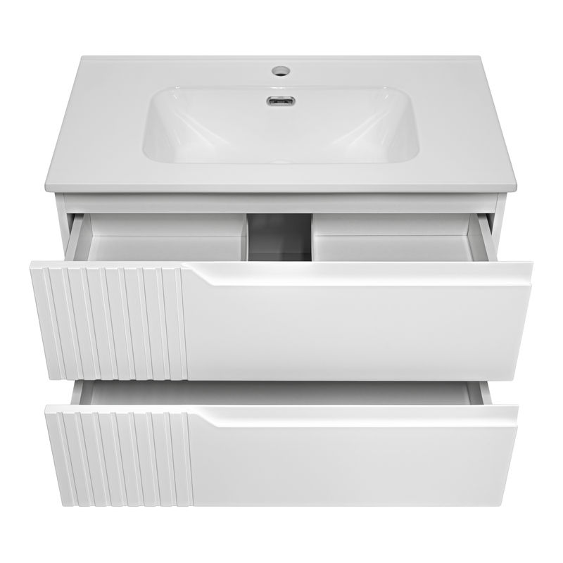 Тумба под раковину Brevita Tivolli 80 подвесная с 2 ящ. / Tiv-09080-0102Я белая матовая эмаль