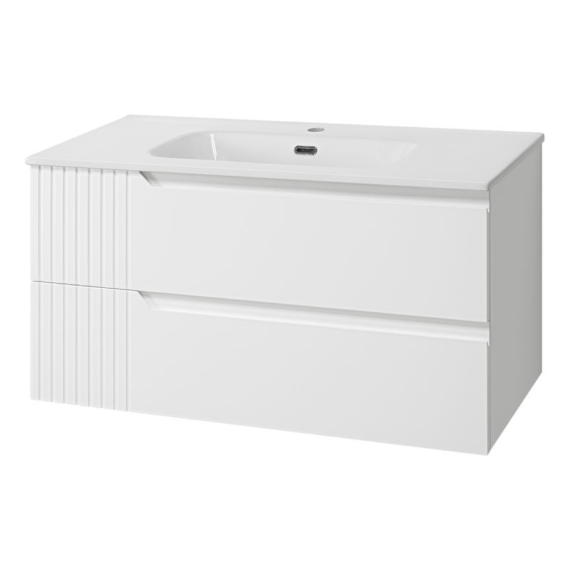 Тумба под раковину Brevita Tivolli 100 подвесная с 2 ящ. / Tiv-09100-0102Я белая матовая эмаль