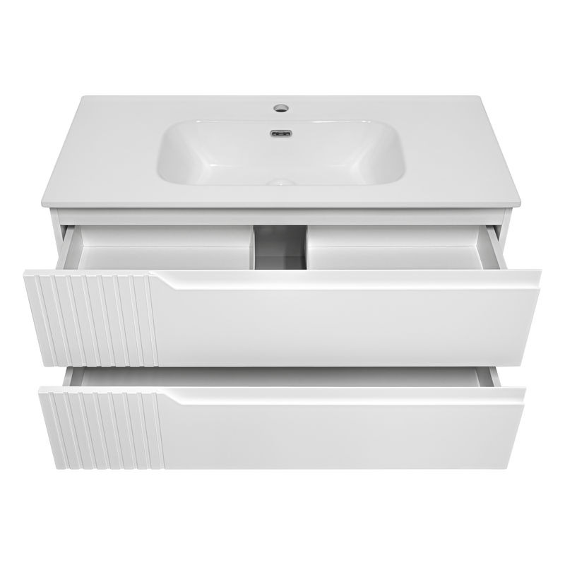 Тумба под раковину Brevita Tivolli 100 подвесная с 2 ящ. / Tiv-09100-0102Я белая матовая эмаль