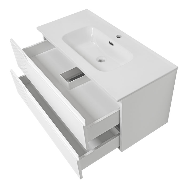 Тумба под раковину Brevita Tivolli 100 подвесная с 2 ящ. / Tiv-09100-0102Я белая матовая эмаль