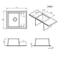 Кухонная мойка из искусственного камня ZorG Torino 62 серый жемчуг — 5