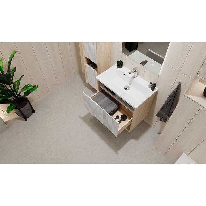 Тумба под раковину Jorno Tossony 70 подвесная / Toss.01.70/P/SS-W/JR cонома светлая/белый