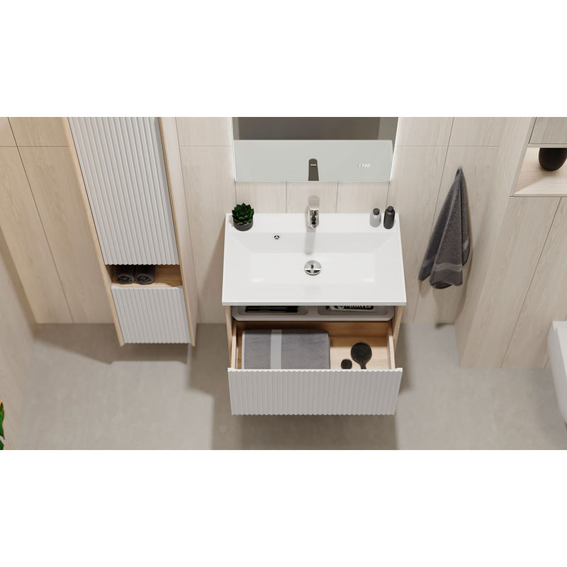 Тумба под раковину Jorno Tossony 70 подвесная / Toss.01.70/P/SS-W/JR cонома светлая/белый