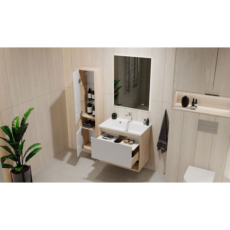 Тумба под раковину Jorno Tossony 70 подвесная / Toss.01.70/P/SS-W/JR cонома светлая/белый