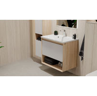 Тумба под раковину Jorno Tossony 70 подвесная / Toss.01.70/P/SS-W/JR cонома светлая/белый — 1