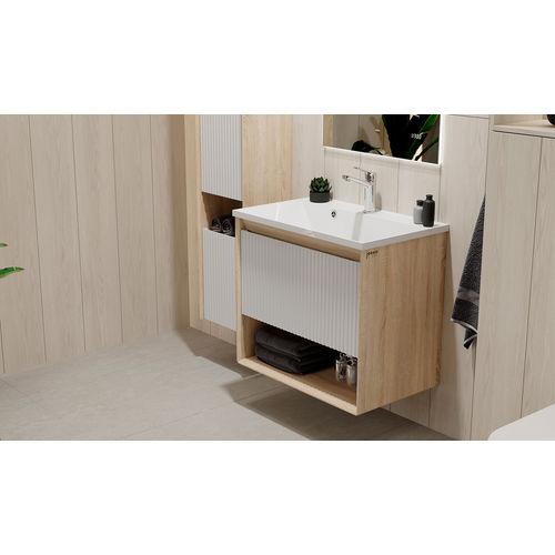 Тумба под раковину Jorno Tossony 70 подвесная / Toss.01.70/P/SS-W/JR cонома светлая/белый