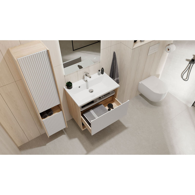 Тумба под раковину Jorno Tossony 70 подвесная / Toss.01.70/P/SS-W/JR cонома светлая/белый