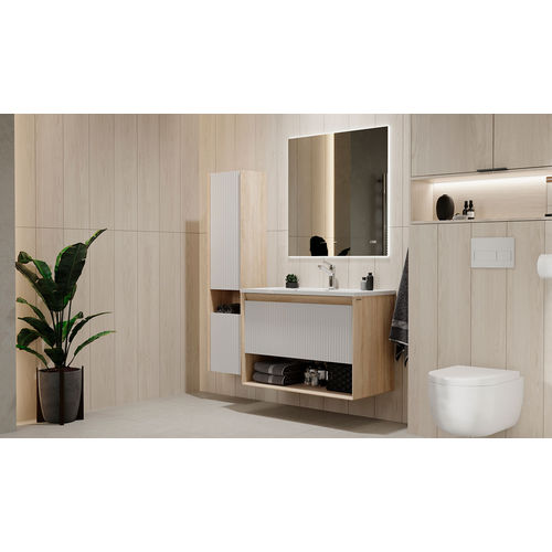 Тумба под раковину Jorno Tossony 90 подвесная / Toss.01.90/P/SS-W/JR cонома светлая/белый