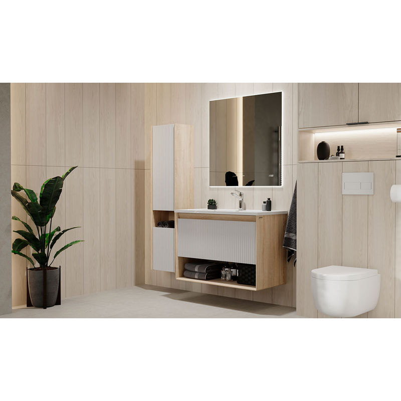 Тумба под раковину Jorno Tossony 90 подвесная / Toss.01.90/P/SS-W/JR cонома светлая/белый