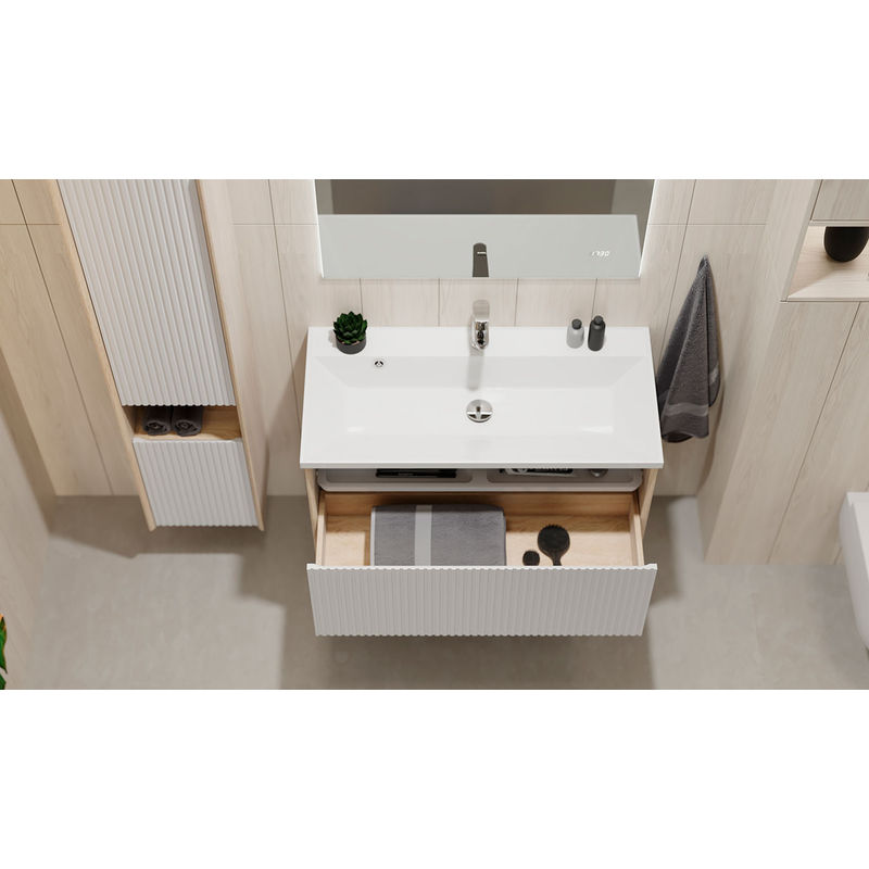 Тумба под раковину Jorno Tossony 90 подвесная / Toss.01.90/P/SS-W/JR cонома светлая/белый