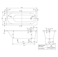 Квариловая ванна Villeroy&Boch Oberon UBQ177OBE2V-01 170×70 с ножками без отв перелива белая — 5
