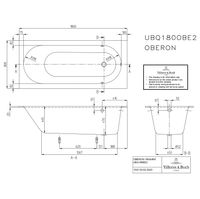 Квариловая ванна Villeroy&Boch Oberon UBQ180OBE2V-01 180×80 с ножками без отв перелива белая — 5