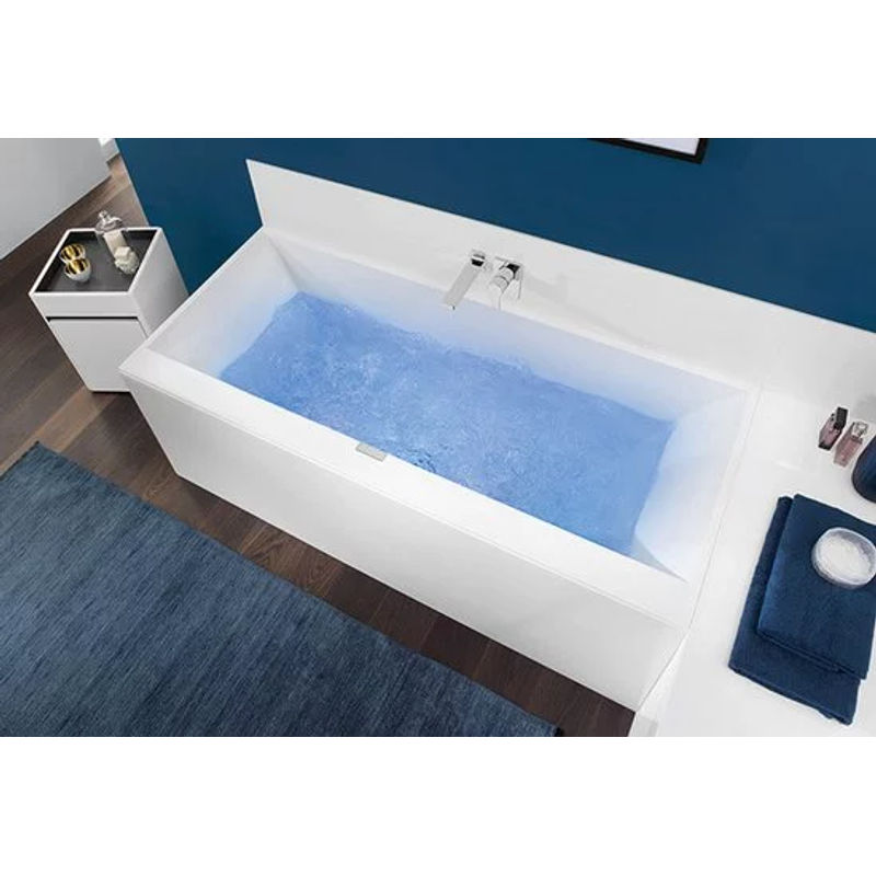 Квариловая ванна Villeroy&Boch Squaro Edge 12 UBQ180SQE2DV-01 180×80 с ножками слив-перелив белая