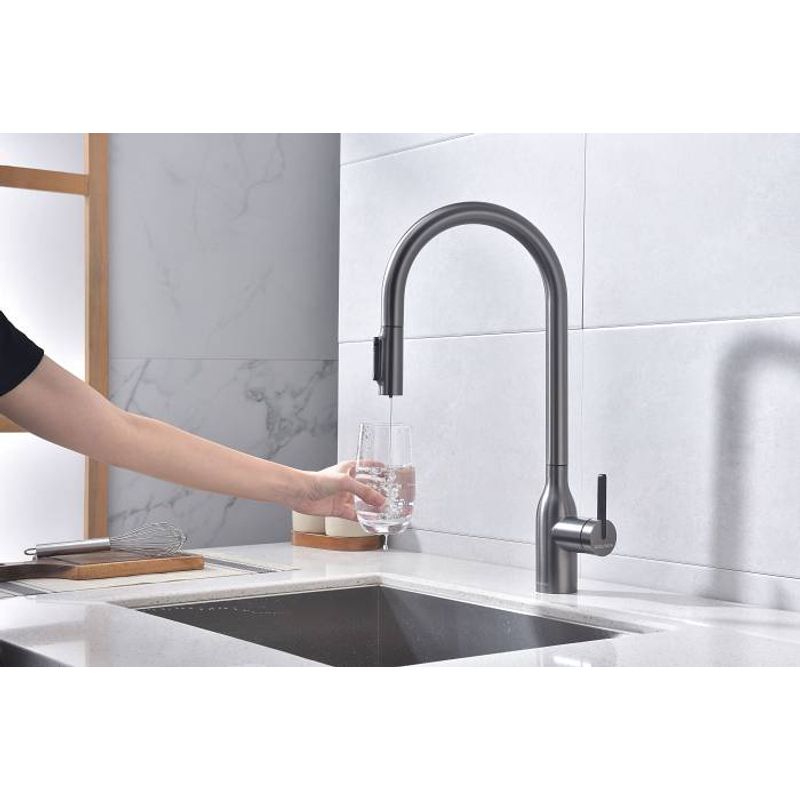 Смеситель для кухни Paulmark Universal Un213880-GM вороненая сталь