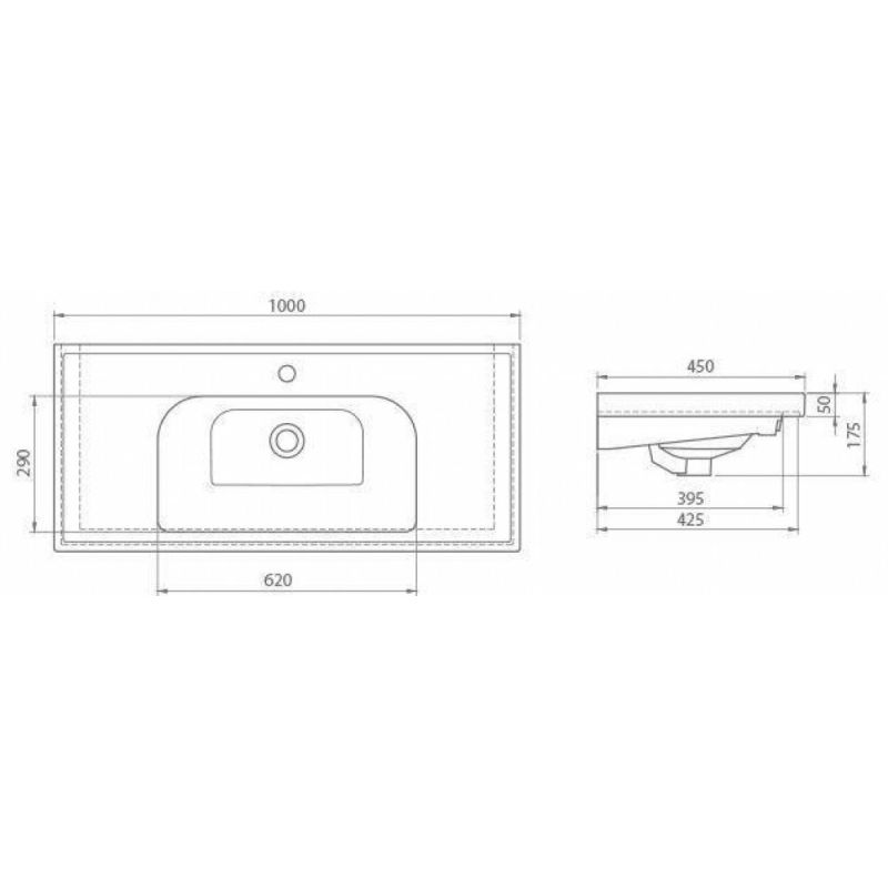 Раковина CeraStyle Frame 100х45 см / VB015A02U00 белый