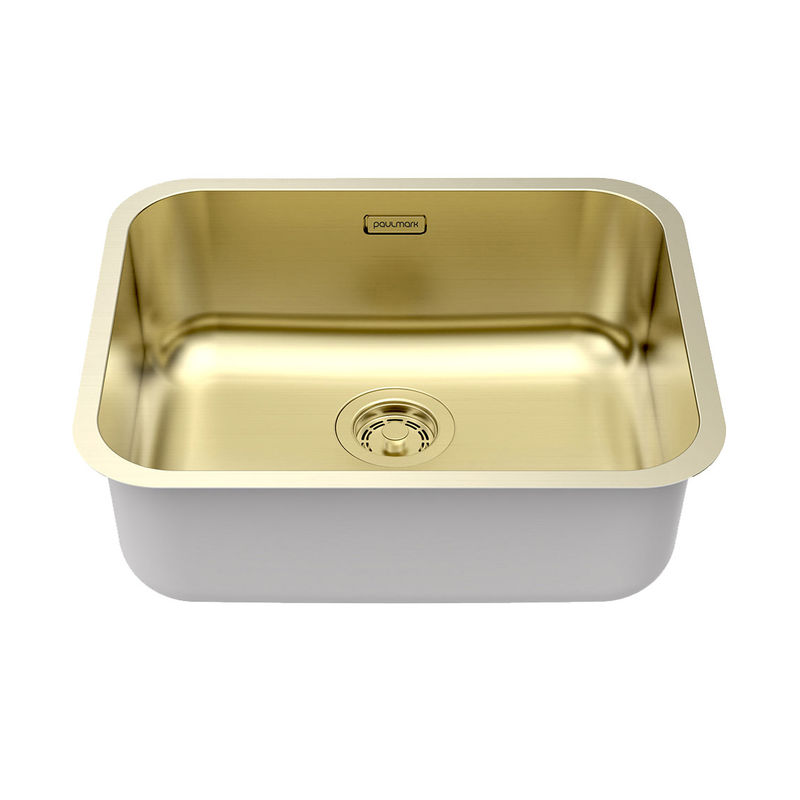 Кухонная мойка из нержавеющей стали Paulmark Vello 53 Uni VE53-LG светлое золото 533х433 мм